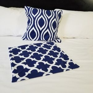 2 Set Throw Pillow Covers Case 18 X 18 Inches Navy